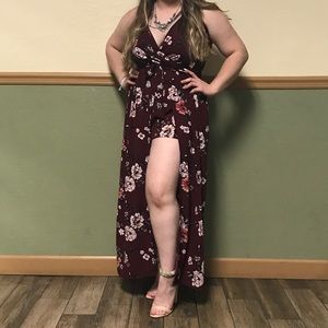 Burgundy Romper Dress